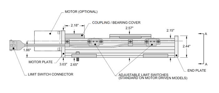 Motorized BiSlide Dimensional Drawing